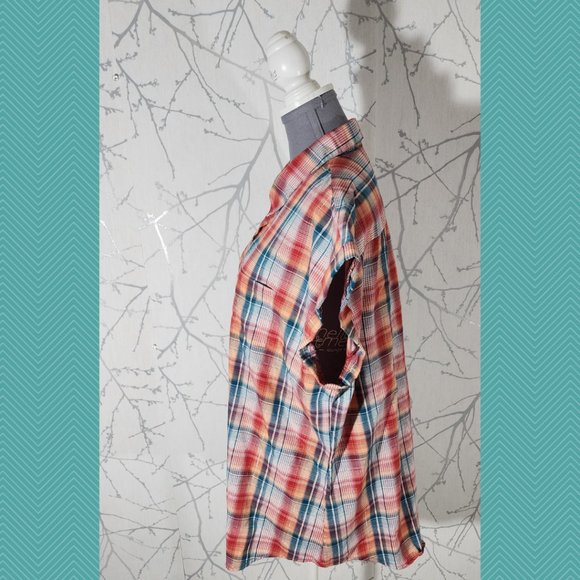 Lee Riders Red Plaid Button Front Boxy Fit Blouse - Picture 2 of 4